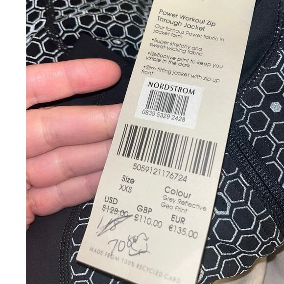 NWT SWEATY BETTY XXS Power Workout Zip Through Jacket Reflective Gray - Picture 7 of 13